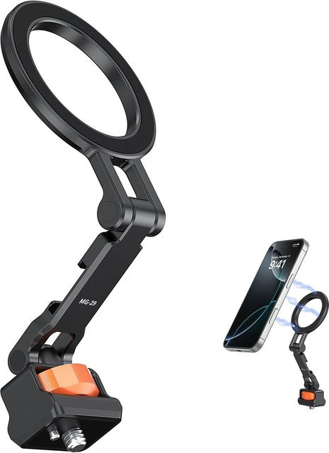 Magnetischer faltbarer Handyhalter von CosyHome mit 1/4 Zoll Schraube und Cold Shoe Mount in Grau - Bild 1
