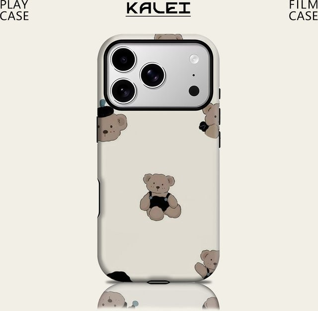 Potdemiel Handyhülle mit süßem Teddy-Design für iPhone 17 16 15 14 13 Pro Max Plus, magnetisch, Double-Layer Tough Case, Beige - Bild 1