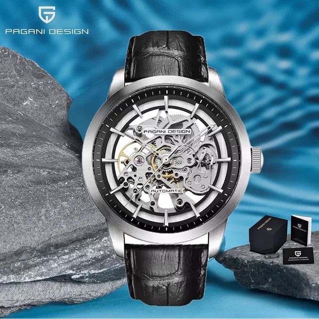 PAGANI DESIGN Armbanduhr Edelstahl, Leder, Silber, Herren - Bild 1