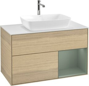 V&B Waschtischunterschrank Finion 100 Wandbeleuchtung in Weiß mit Eichenlackierung B/T/H: 100 x 50,1 x 50,1 cm - Bild 1