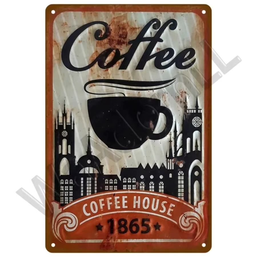 CIFBUY Vintage Kaffee Metallschild in Multicolour, Retro-Wandkunst aus Blech, Rechteckig, Breite: 30,0 cm, Höhe: 20,0 cm, Tiefe: 20,0 cm - Bild 2