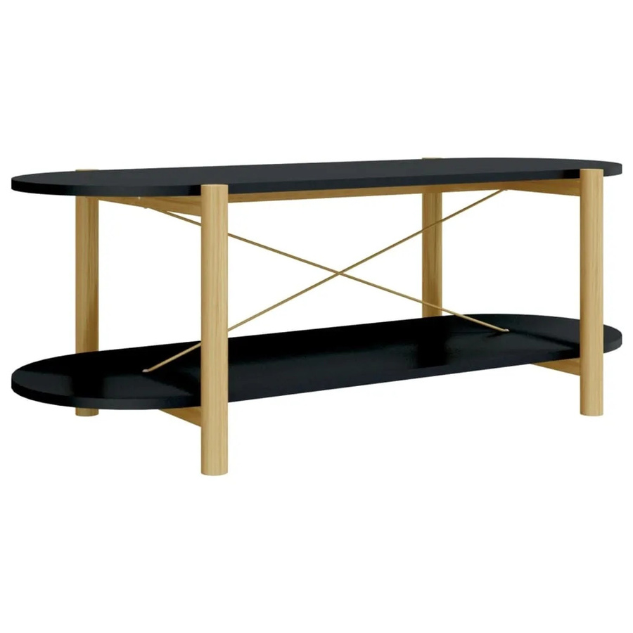 vidaXL Couchtisch in Schwarz aus Holzwerkstoff und Kiefernholz, B/T/H: 110 x 48 x 40 cm - Bild 2