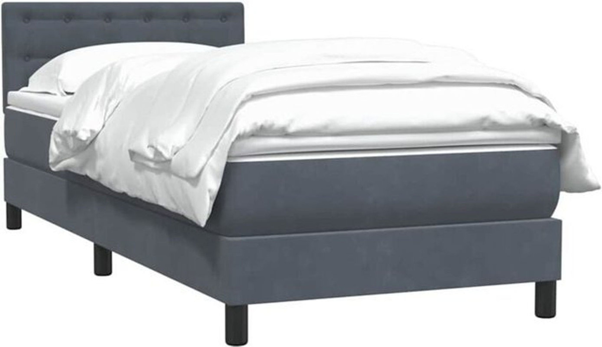 Vidaxl Boxspringbett mit Matratze aus Samt in Anthrazit Grau B/T/H: 80 x 220 cm - Bild 1