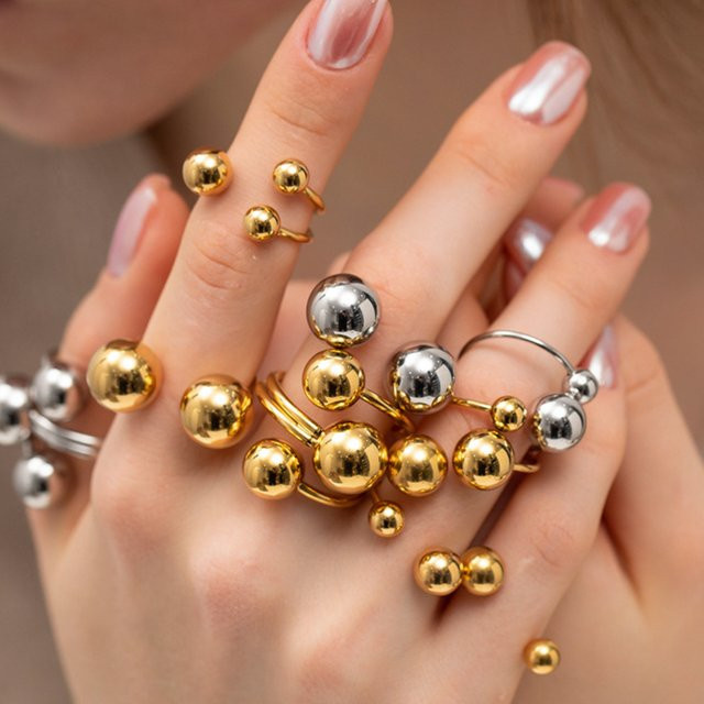 HPTOTMG Ring Edelstahl, Gold, Perle, Unisex - Bild 1