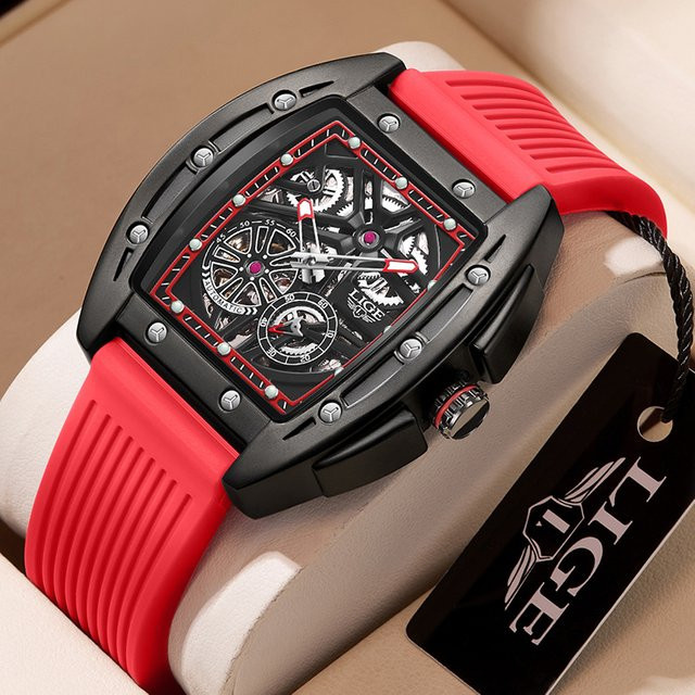 LIGE Armbanduhr Automatik, Silikon, Schwarz, Herren - Bild 1