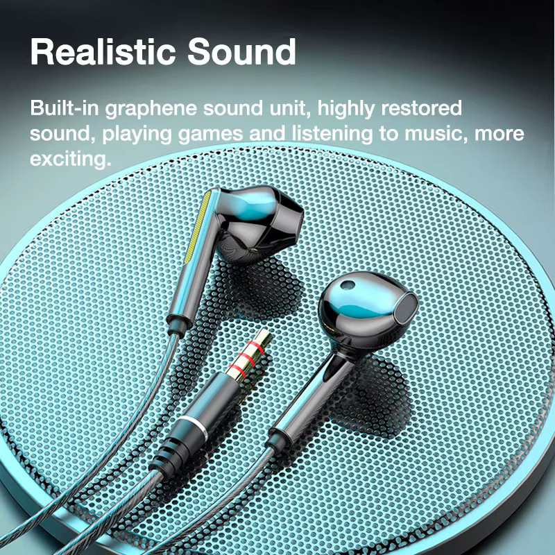 EARDECO In-Ear Kopfhörer mit Mikrofon, Stereo Gaming-Ohrhörer mit Bass, Schwarz, 3,5 mm Jack und USB-C Anschluss - Bild 2