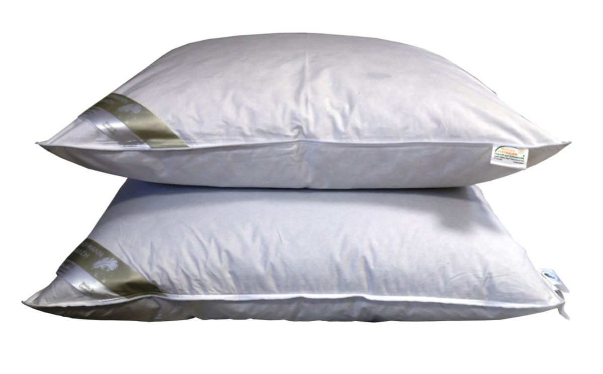 2er-Set Betten Hofmann Daunenkissen, Farbe: Weiß, B/B: 80 x 80 cm, Medium, 650g Füllgewicht - Bild 1