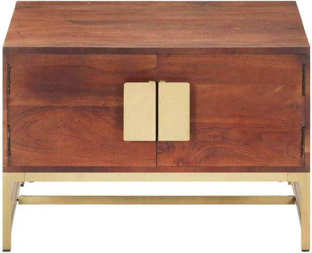 vidaXL Couchtisch aus Akazien-Massivholz in Braun, quadratisch und rustikal, B/T/H: 67 x 67 x 45 cm - Bild 1