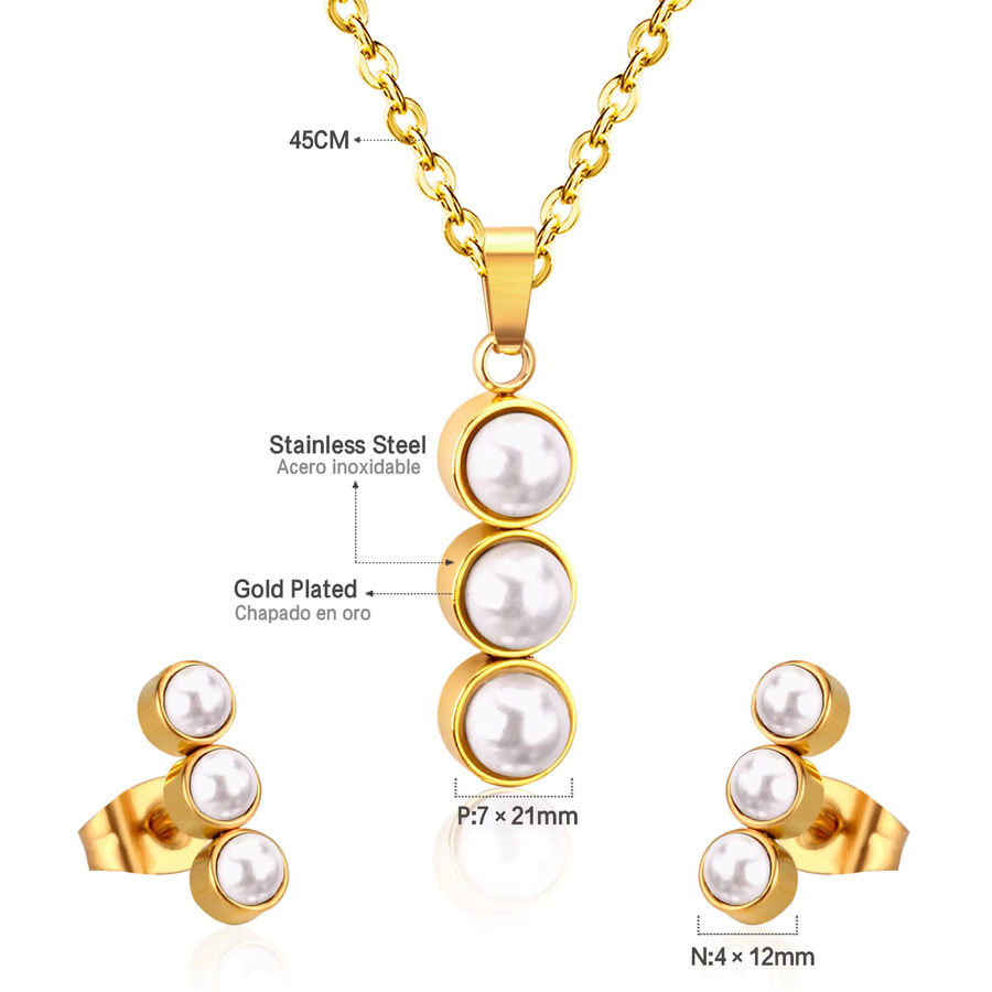 Luxukiskids Schmuck-Set, Halskette und Ohrringe, Edelstahl, Perle, Zirkonia, Weiß, Damen - Bild 2