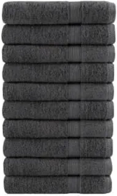 vidaXL Premium-Handtuch-Set aus Baumwolle, 10 Stück, Anthrazit, B: 100 cm, L: 200 cm, 600 g/m2 - Bild 1