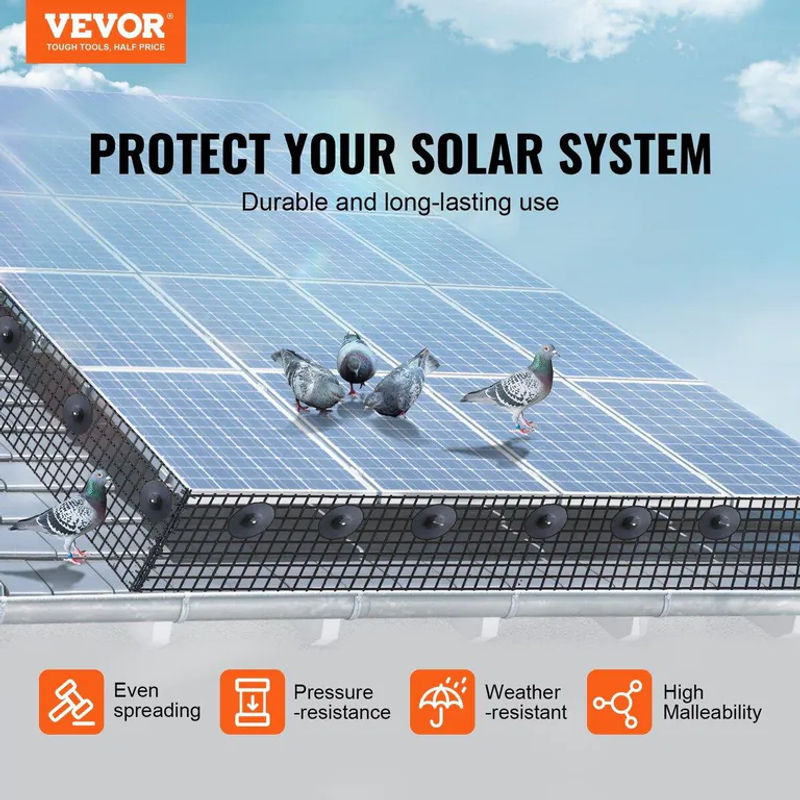 Buying Solutions Solarpanel-Vogelschutz und Nagetierschutz Rollen-Kit in Schwarz mit 100 Aluminiumlegierungs-Befestigungselementen und PVC-Beschichtung, B/H: 30,48 x 203 cm - Bild 5