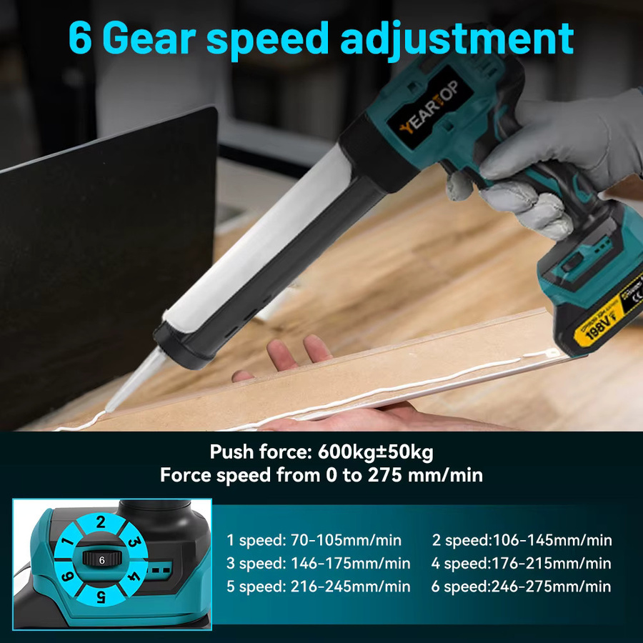 YEARTOP Elektrische Kartuschenpistole mit 6 Geschwindigkeiten für Makita 18 V Akku - Bild 4