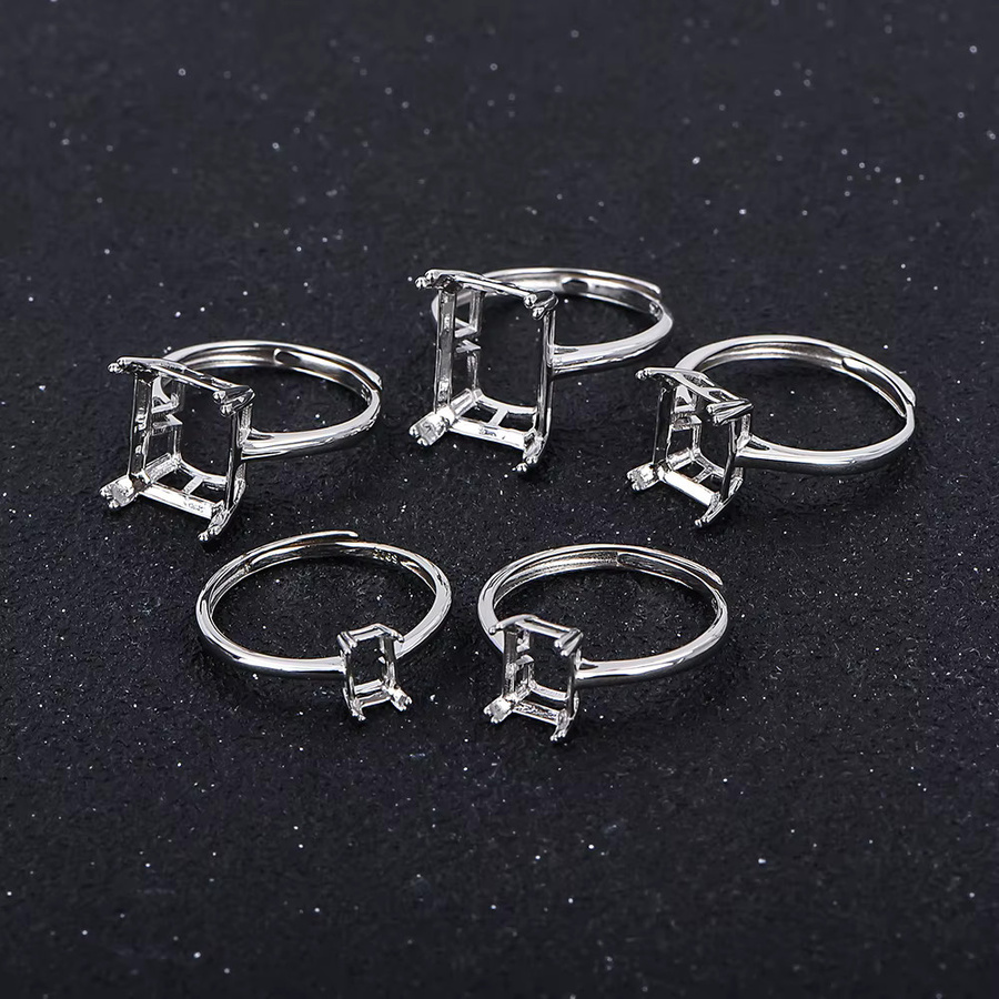 weainy Ringhalter, 925 Sterling Silber, rechteckig, verstellbar - Bild 1