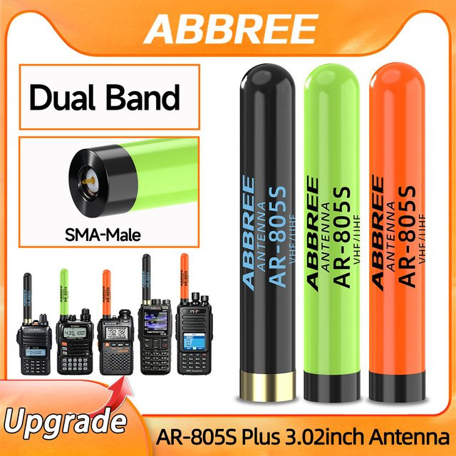 ABBREE AR-805S Hochleistungs-Dualband-Antenne mit SMA-Stecker in Schwarz für YAESU Vertex VX-3R VX-6R 7R und Baofeng UV-3R Amateurfunk - Bild 1