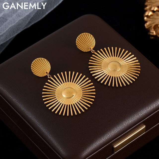 GANEMLY Ohrringe, Edelstahl, Gold, Damen - Bild 1