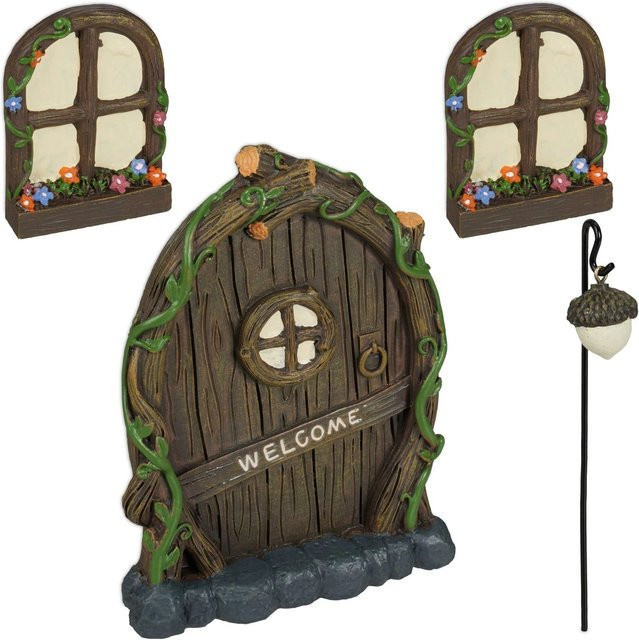 Relaxdays Feentür Set aus Polyresin in Bunt, wetterfest, B/H/T: 14 x 10 x 2 cm - Bild 1