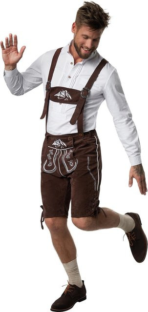 tectake Lederhose Vogelsang, Leder, Braun, Weiß - Bild 1