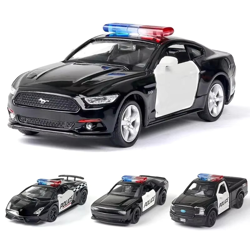 MAKEDA Automodell Sportwagen, 1:36, Metall, Polizei, Schwarz - Bild 4