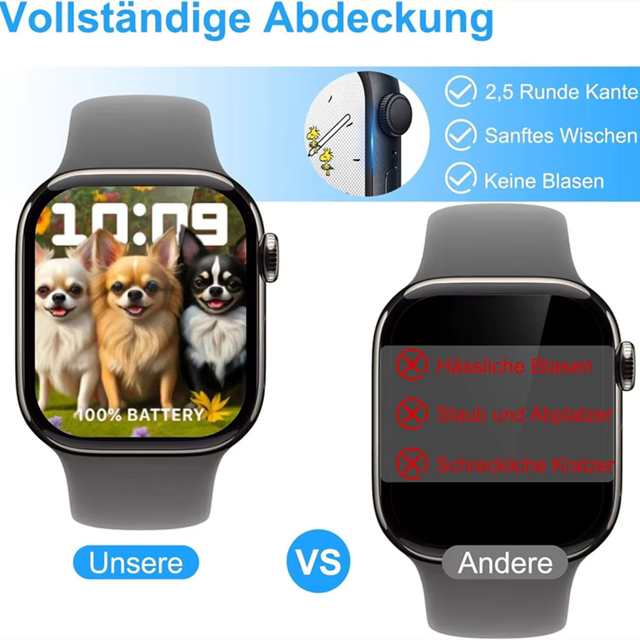 HUBANDE Keramikfolie für Apple Watch, Schwarz, Unisex - Bild 4