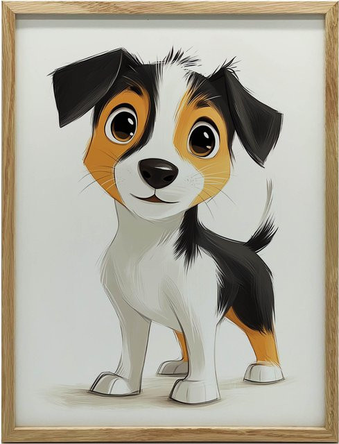 Poster mit Jack Russell Terrier im Portrait, Aluminiumrahmen schwarz, B: 50 cm, H: 70 cm - Bild 1