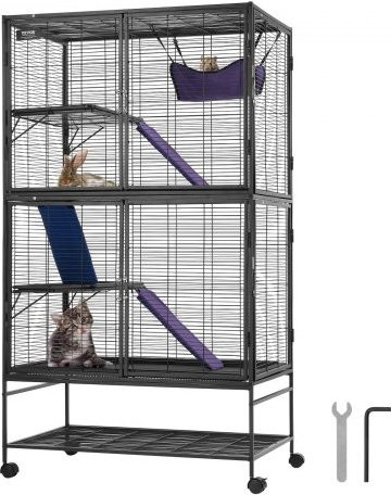 VEVOR Kleintierkäfig aus Metall in Schwarz, 4-stöckiger rollender Frettchenkäfig mit Rampen und Tablett, Höhe: 164,0 cm, Breite: 58,0 cm, Tiefe: 58,0 cm - Bild 1