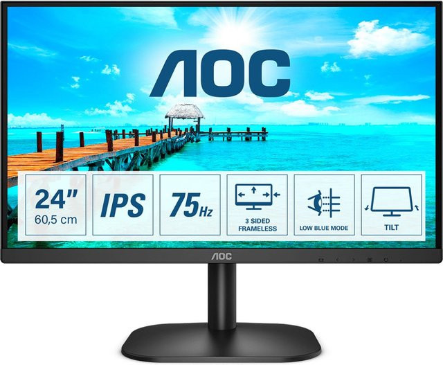 AOC 24B2XH TFT-Monitor mit LED-Technik, 60 cm (24 Zoll), Full HD, IPS-Panel, Schwarz, HDMI - Bild 1