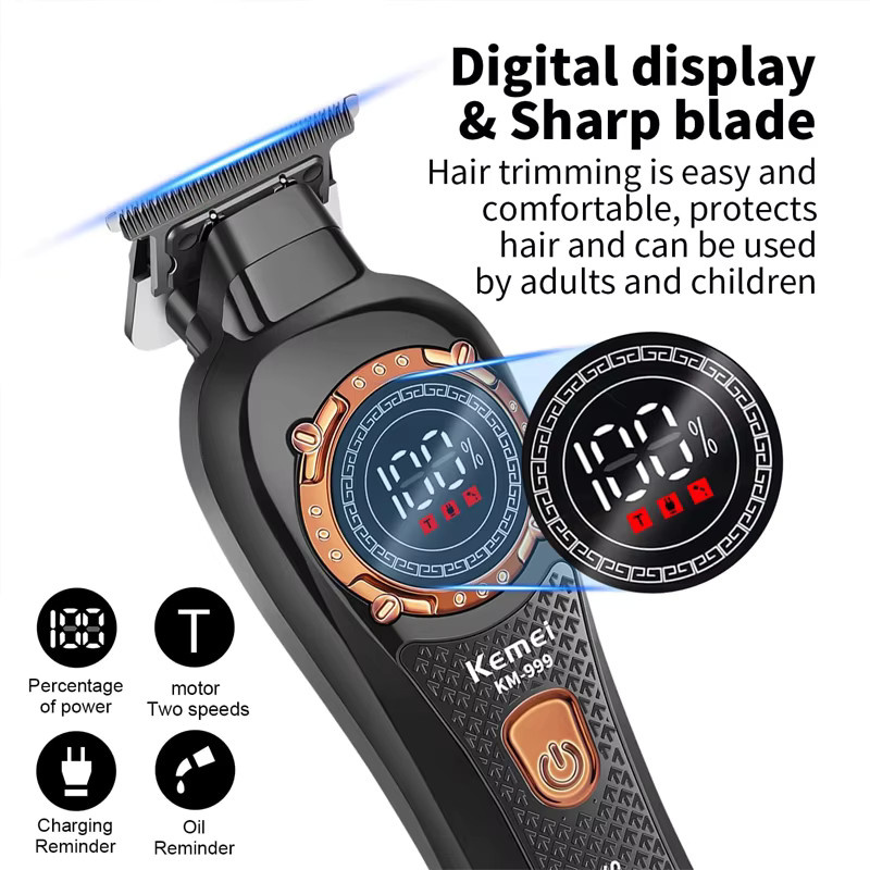 Kemei KM-999 Haarschneider für Herren, Schwarz - Bild 2