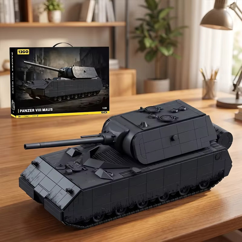 barweer Panzer VIII Maus, Bausteine-Set, Militärfahrzeug, Konstruktions-Bausteine, Modellbausatz - Bild 3