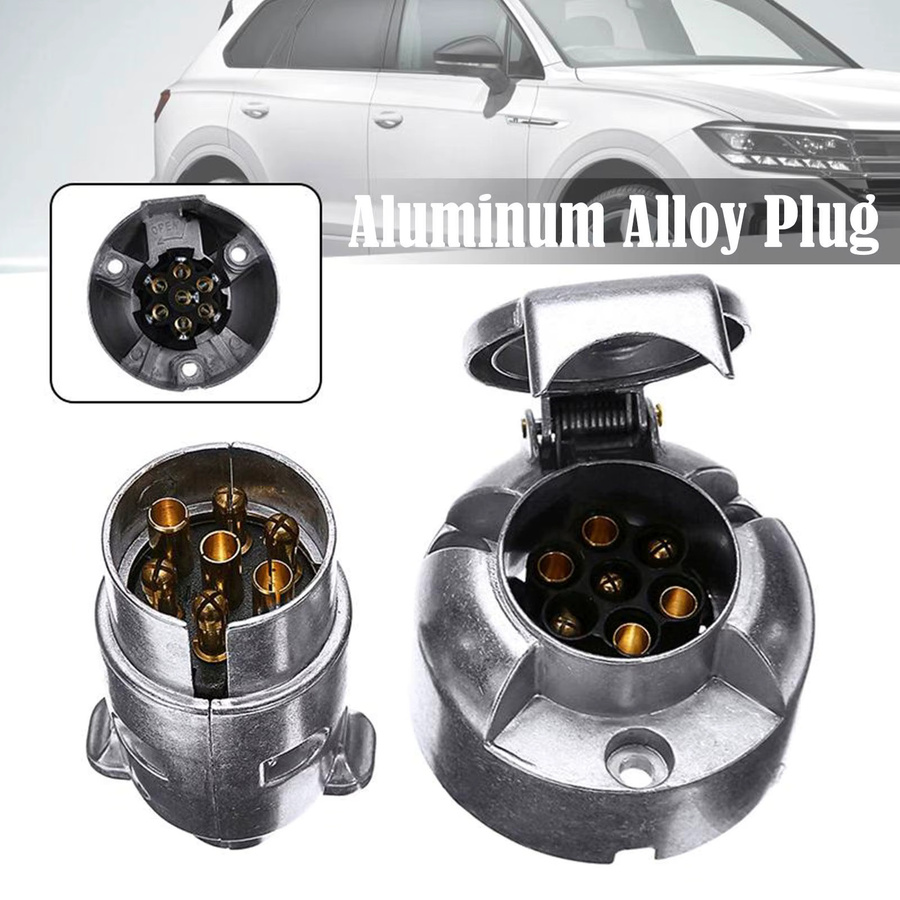 7-poliger LKW-Anhängerstecker aus Aluminiumlegierung für 12V-Elektrik in Silber - Bild 3