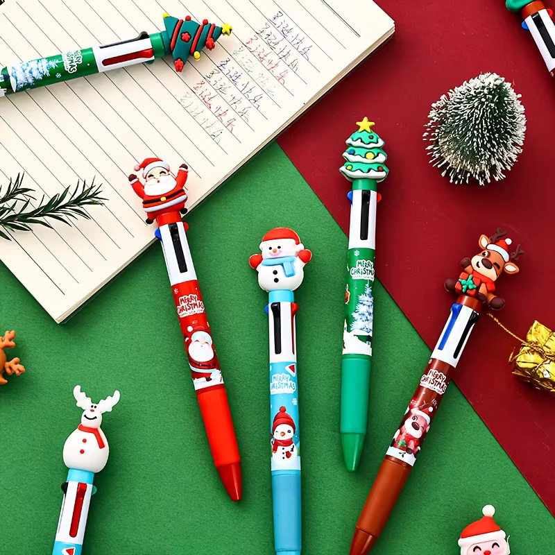 Weihnachts Edition Kugelschreiber mit Santa Claus, Weihnachtsbaum, Rentier und Schneemann in Multicolour - Bild 3