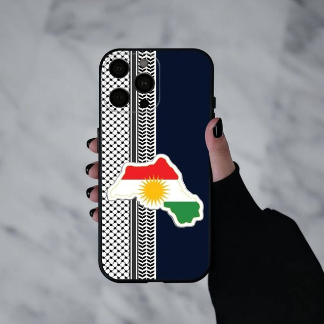 Kurdistan Flagge Handyhülle für Apple iPhone 11 bis 17 Pro Max, weiche Schutzhülle in Schwarz und Multicolour - Bild 1