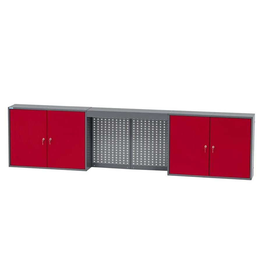 Küpper Hängeschrank 4-türig mit 4 Fachböden in Rot, B/H/T: 240 x 60 x 20 cm - Bild 2