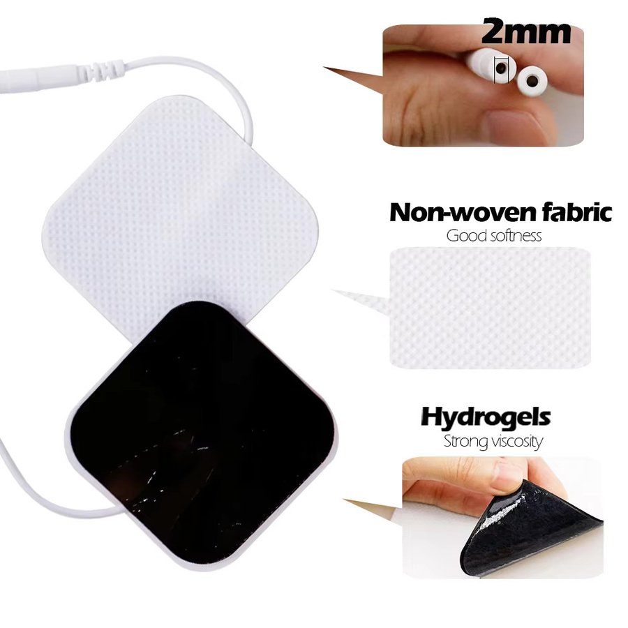 Raiuleko Selbstklebende Elektrodenpads aus Vliesstoff für TENS und digitale Pulsmassagegeräte, Farbe: Weiß, Maße: 5 x 5 cm - Bild 2