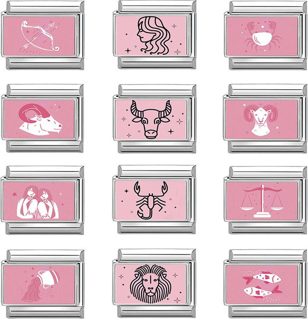Yolorist Charm-Anhänger Edelstahl, Rosa, Sternzeichen, Unisex - Bild 1