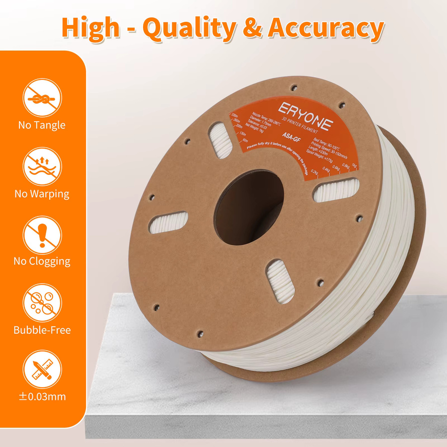 ERYONE Glasfaser-ASA-Filament für FDM-3D-Druck, Durchmesser: 1,75 mm, 1 kg Spule - Bild 3