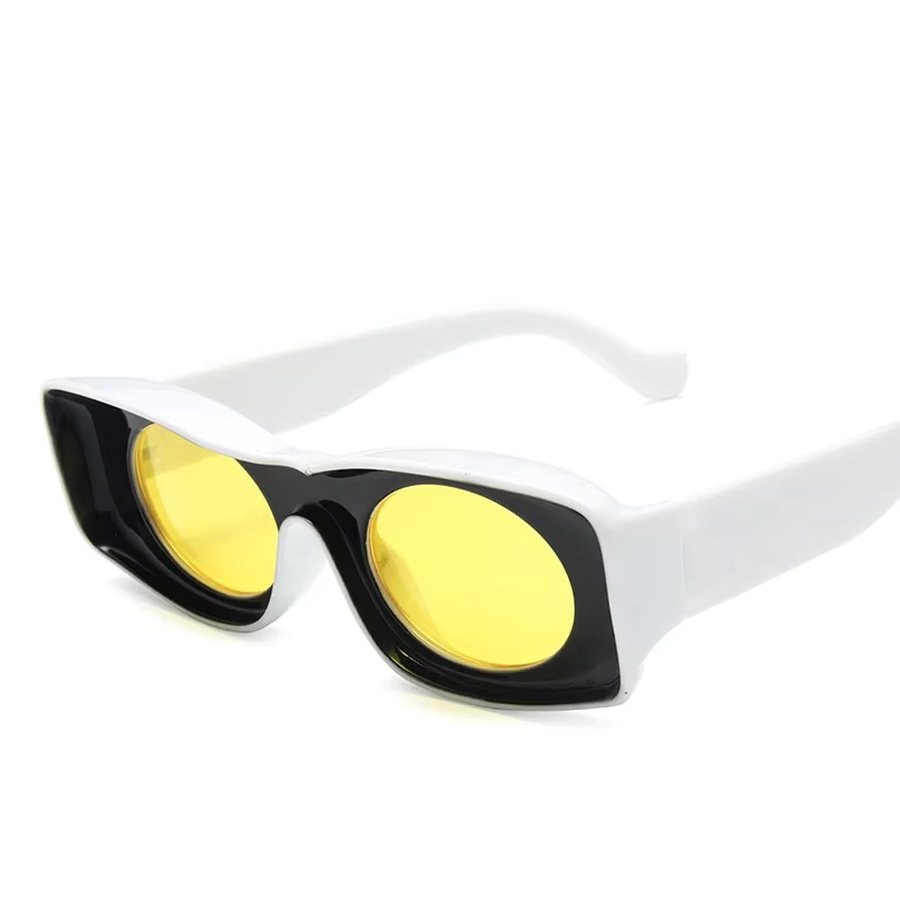 XaYbZc Sonnenbrille, Rechteck, Vollrand, Kunststoff, weiß, multicolour, Damen - Bild 1