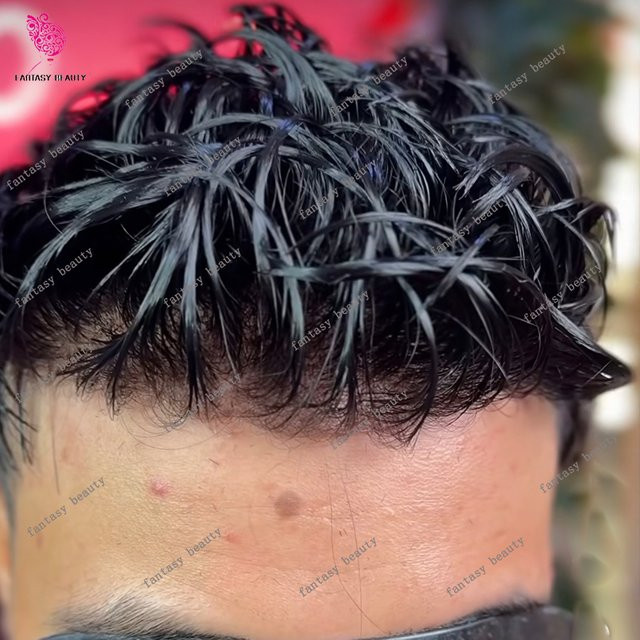 Fantasy Beauty Herren-Toupet Echthaarperücke, Dunkelbraun Grau Schwarz - Bild 1