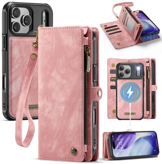 CaseMe 008 Abnehmbare Multifunktionale Leder Handyhülle für iPhone 17 Pro Max in Rosa - Bild 1