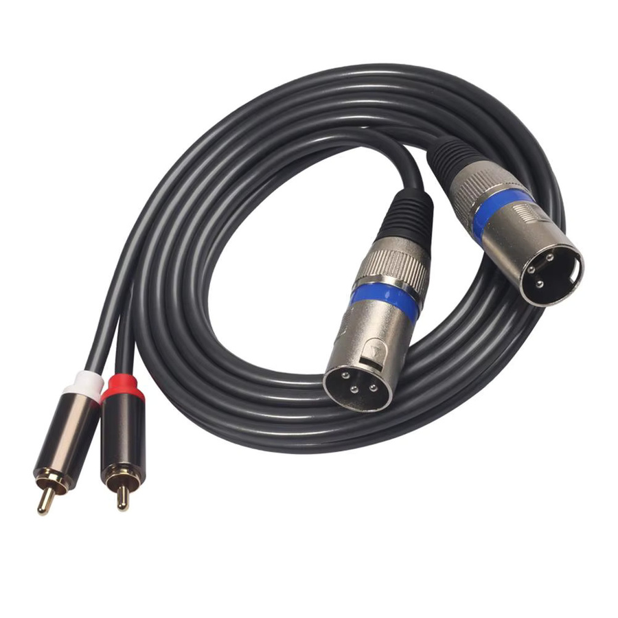 MOJOYCE Audio Signal Patch Adapter Kabel Dual XLR auf Dual RCA in Schwarz, Länge: 1,5 m - Bild 3