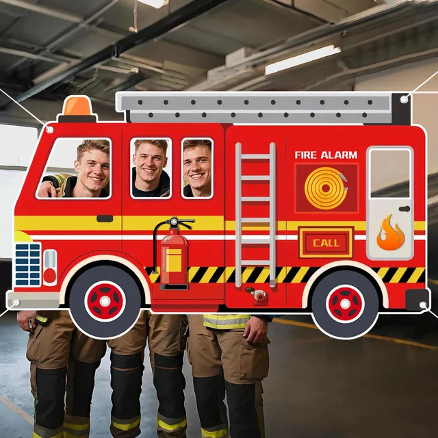 OURFETE Feuerwehrauto Party-Deko aus Papier in Rot für Kindergeburtstage und Fotografie-Requisiten - Bild 1