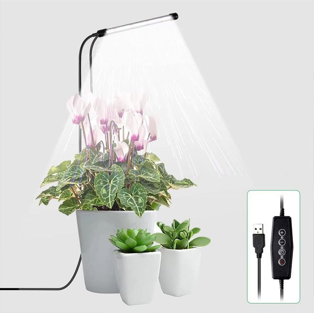 LED-Pflanzenwachstumslampe USB Vollspektrum 6000K in Weiß und Schwarz für Zimmerpflanzen und Garten zur Steuerung der Blüte - Bild 1