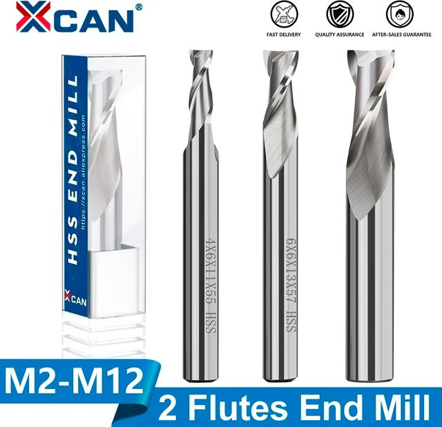 xcan HSS Fräser mit 2 Schneiden und geradem Schaft für CNC-Router und Holzbearbeitung, Durchmesser: 2 mm bis 12 mm - Bild 1