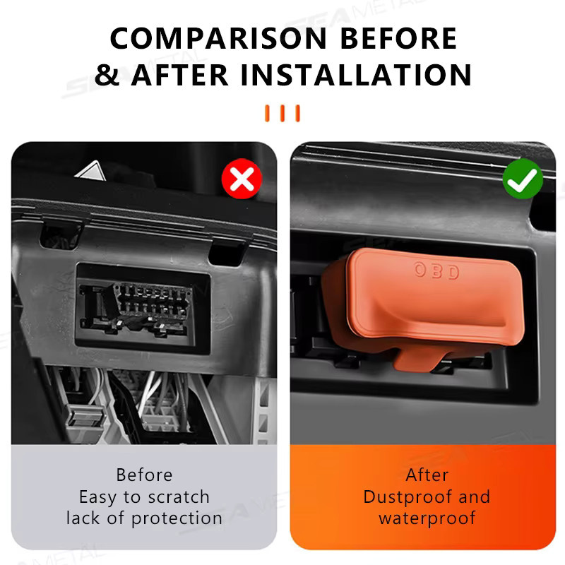 SEAMETAL Silikon OBD Port Staubschutz Kappe mit Griff Design in Braun und Orange - Bild 2