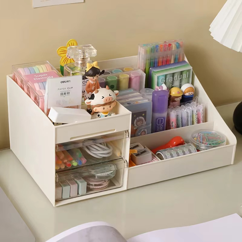 Kosmetik-Organizer aus Kunststoff für Schreibtisch und Schubladen, Weiß - Bild 2