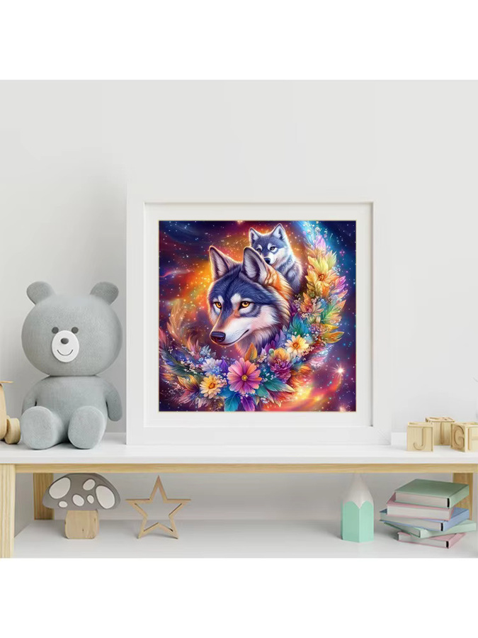EverShine Diamant-Stickerei DIY Malset Wolf mit Blumen, Mosaik-Strass-Bild in Multicolour - Bild 3