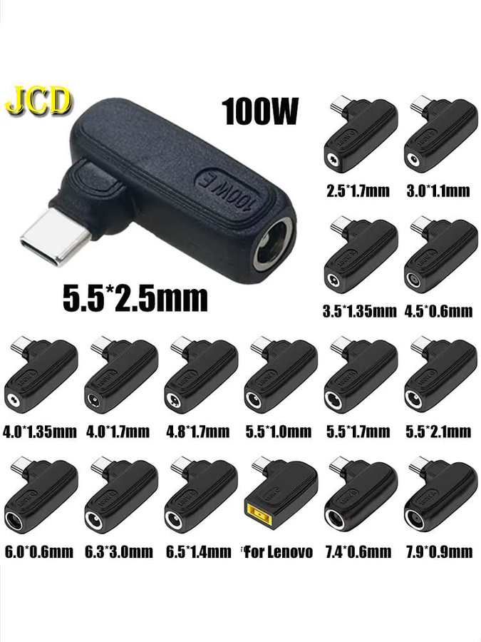 JCD DC Power Buchse auf USB-C Typ-C Stecker Adapter für 100W Schnellladung, Schwarz - Bild 5