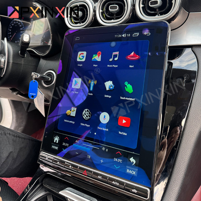 TPXINXIN Android Auto und CarPlay Radio für Mercedes Benz GLC X253/C253 und C W205 mit 12,1 Zoll Bildschirm, GPS Navigation, Schwarz - Bild 1