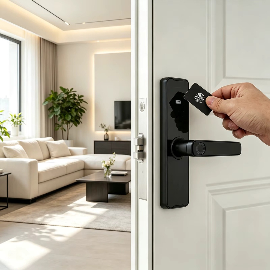 Intelligentes digitales Türschloss aus Aluminiumlegierung mit Fingerabdruck, Passwort und Tuya Wifi für Fernentriegelung, Farbe: Schwarz - Bild 3