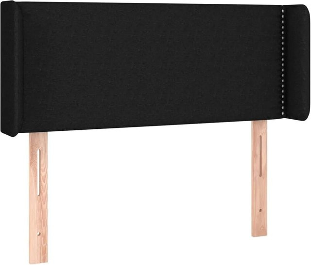vidaXL Kopfteil mit Ohren in Schwarz aus Stoff und Lärchenholz, B: 103 cm, T: 16 cm, H: 78-88 cm - Bild 1