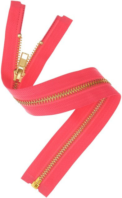 Rico Design Metall Reißverschluss 5mm in Gold und Pink, Länge: 30 cm - Bild 1